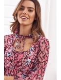 Rochie casual cu volane, roz 9105 - Magazin online - Boutique